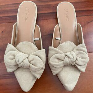 J.Crew Light Tan Bow Mules, Size 7